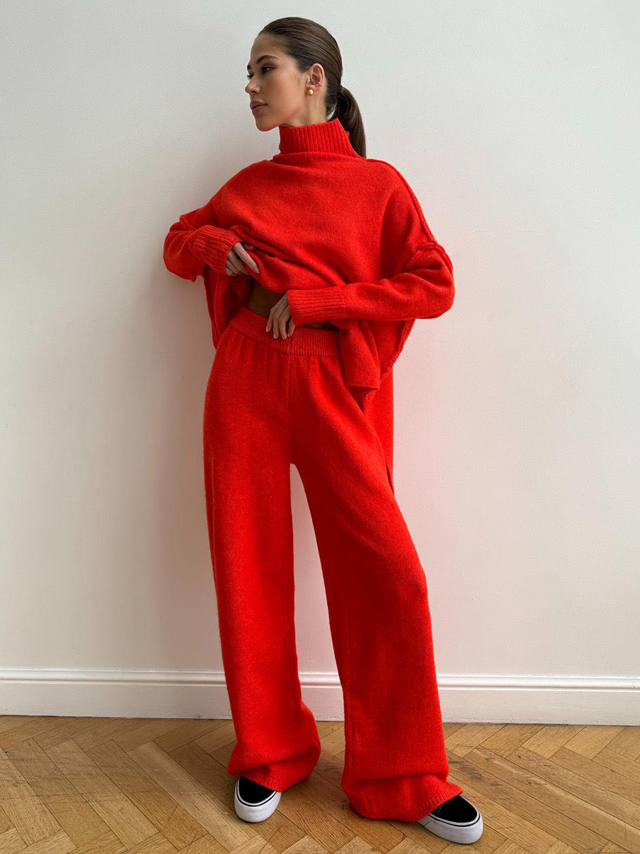 Eline | Turle Neck Knit Pants Set