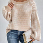 Ella | Gestreepte Off Schoulder Knit Sweater