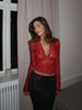 Pretty lace top - dark red