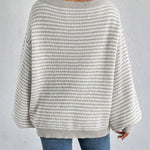 Ella | Gestreepte Off Schoulder Knit Sweater