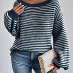 Ella | Gestreepte Off Schoulder Knit Sweater