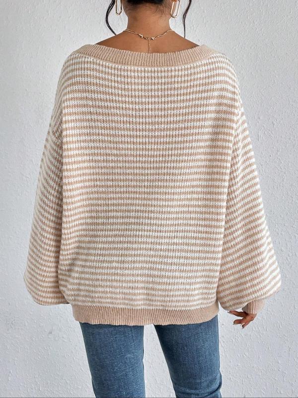 Ella | Gestreepte Off Schoulder Knit Sweater