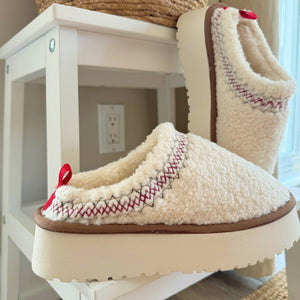 Sherpa Fleece Platform Slippers