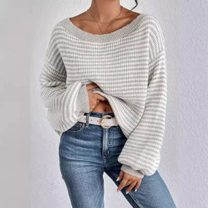 Ella | Gestreepte Off Schoulder Knit Sweater