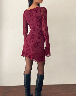 Celine | Burgundy Long Sleeve Mini Dress