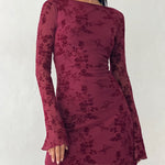 Celine | Burgundy Long Sleeve Mini Dress