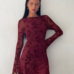 Celine | Burgundy Long Sleeve Mini Dress