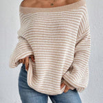 Ella | Gestreepte Off Schoulder Knit Sweater