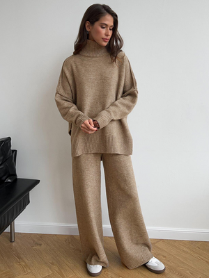 Eline | Turle Neck Knit Pants Set