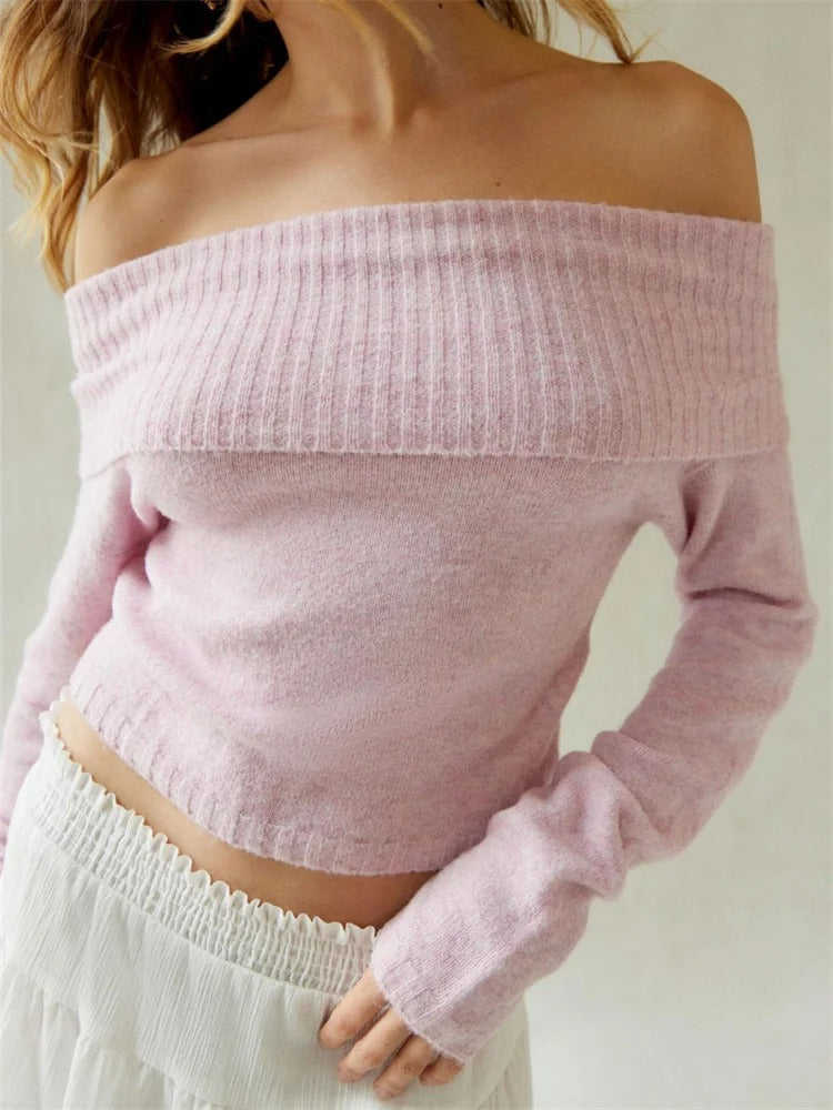 SHIMR | OFF SCHOULDER KNIT SWEATER